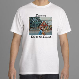 Steveston, "Bike to the Summit" series #3- Short Sleeve White T-shirt