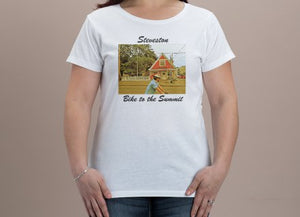 Steveston, "Bike to the Summit" series #2- Short Sleeve White T-shirt