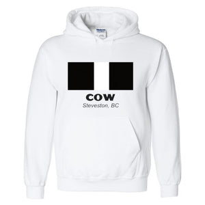 "COW" Steveston, BC - White - Hooded Sweatshirt