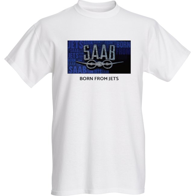 SAAB Blue Born From Jets - White- Short Sleeve T-Shirt