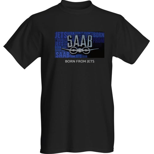 SAAB Blue Born From Jets - Black - Short Sleeve T-Shirt
