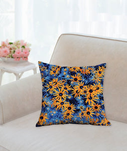 Black Eyed Susans - Blue and Orange - Pillows