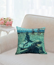 "Girl Riding a Tortoise" BlueGreen - Pillows